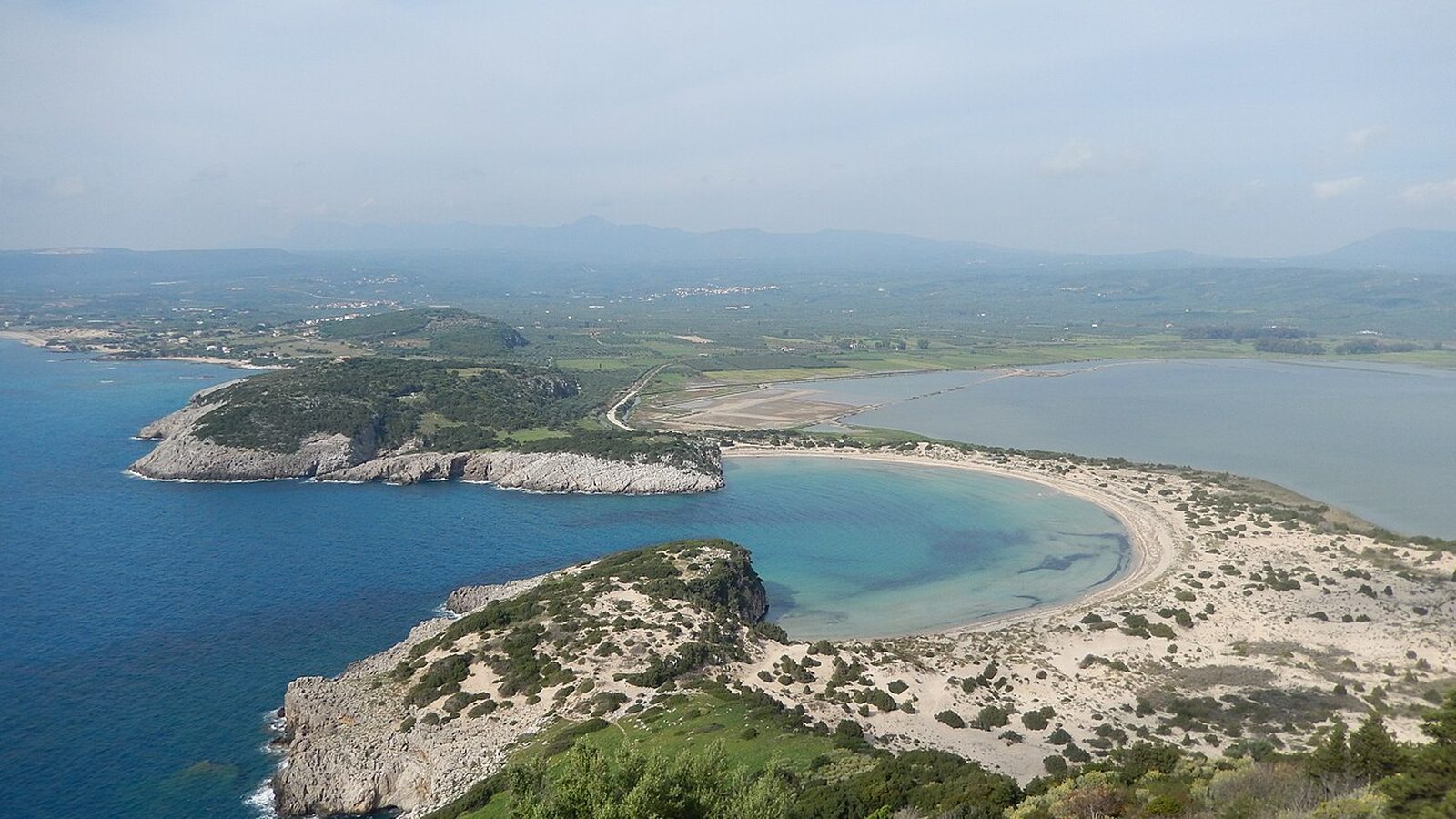 Aerial view of the Voidokilia horseshoe bay